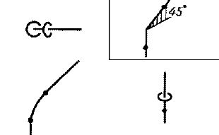 【突合せ溶接式 45°エルボ（ロング）の記号例】（1形）