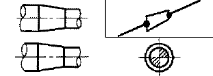 【突合せ溶接式 同心レジューサ継手の記号例】（2形）