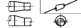 【突合せ溶接式 偏心レジューサ継手の記号例】（2形）